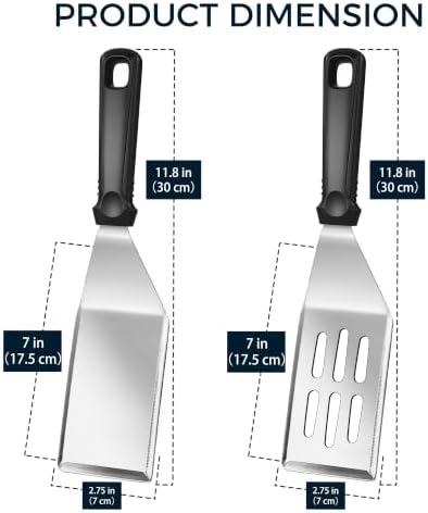 11.8-in 18/0 Stainless Steel Spatulas, Silicone Non-slip Handle