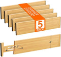 Lifewit 4" High Dresser Drawer Dividers, Adjustable Bamboo Drawer