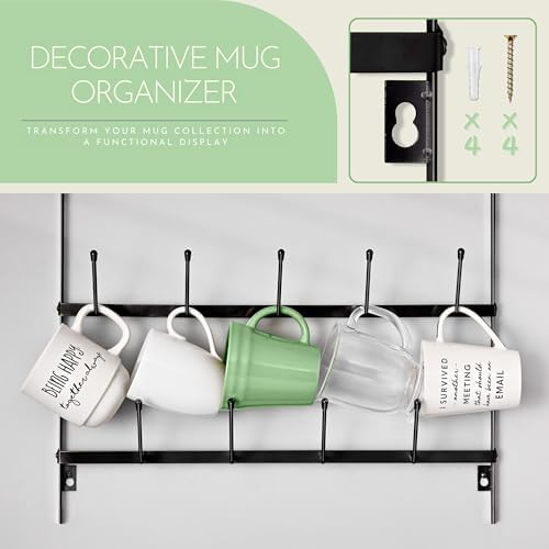Sorbus Wall Mug Rack, Coffee Mug Display for Coffee Station