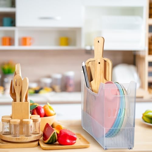 Beeveer 4pcs Plastic Freezer Organizer Bin with Wheel