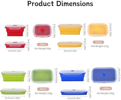 4 Collapsible Food Storage Containers, Silicone Food Storage