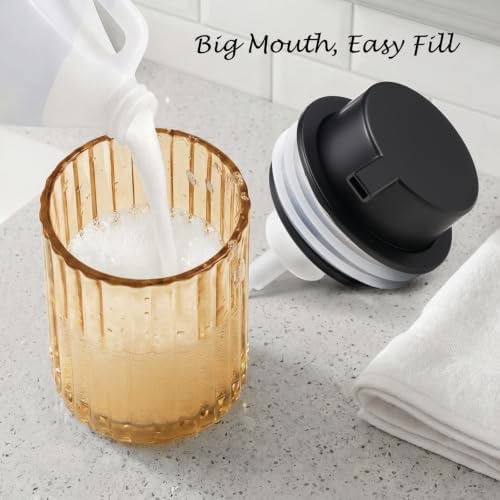 Amolliar Foaming Soap Dispenser, Amber Glass Soap Dispenser, Black