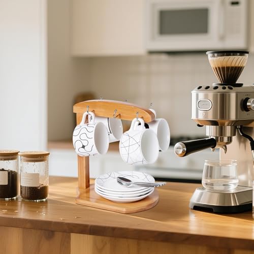 Coffee Mug Tree - Bamboo Mug Holder Hanger Stand for Countertop with