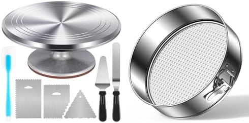 Kootek Aluminium Cake Turntable Set with 9 Inch Stainless Steel