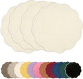 AHHFSMEI Round Scalloped Placemats Set of 4 15 Inch Faux Linen