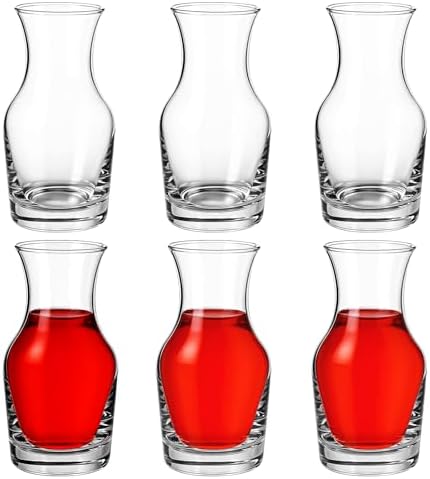 Ptwola 6 Pack Single Serving Small Wine Carafe Glass, 6.5 Oz Mini