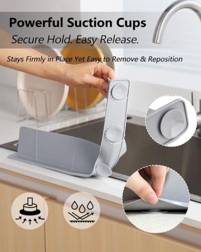 Silicone Sink Water Splash Guard 20" 28" with Strong Suction Cups