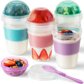 Freshmage 4 Pack 20 oz Yogurt Parfait Cups with Lids & Folding Spoons
