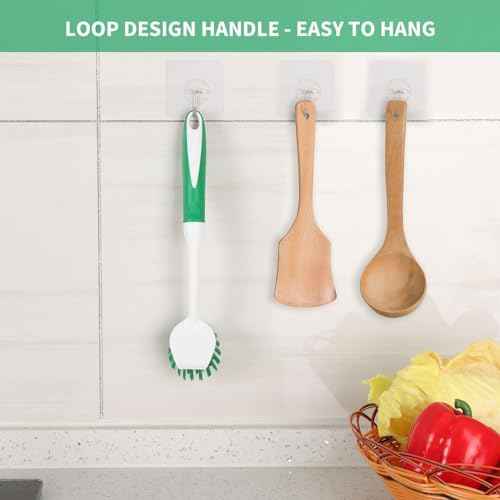 2 Pack Green Dish Brush with Handle