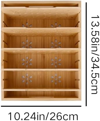 Natural Bamboo Storage Tray with 5 Custom Dividers, Deep Drawer