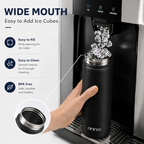mininoo Insulated Stainless Steel Water Bottle with Straw and Lid for