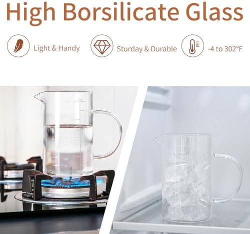 Glass Measuring Cup, 500ML (18OZ, 2 Cups), with Three Scales