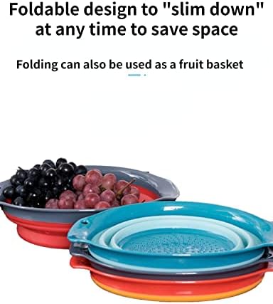 Collapsible Colander, Silicone Food Strainer with Plastic Handles