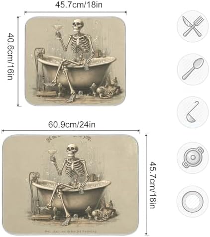 OTVEE Enjoy Bathtub with Wine Dish Drying Mat for Kitchen Counter