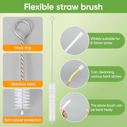 3 PCS Bottle Clean Brush Set, Long Wooden Handle Bottle Cleaner Brush