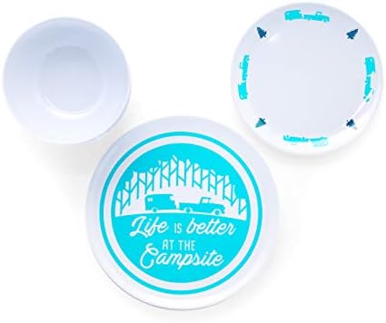 Camco Life is Better at The Campsite Dishware Set | Includes (4) Large
