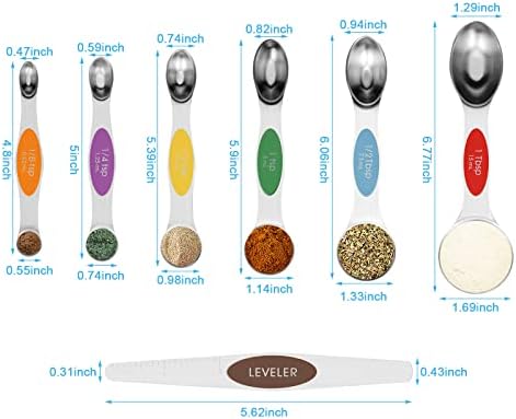 Aovchei 7 PCS MultiColor Magnetic Measuring Spoons Set