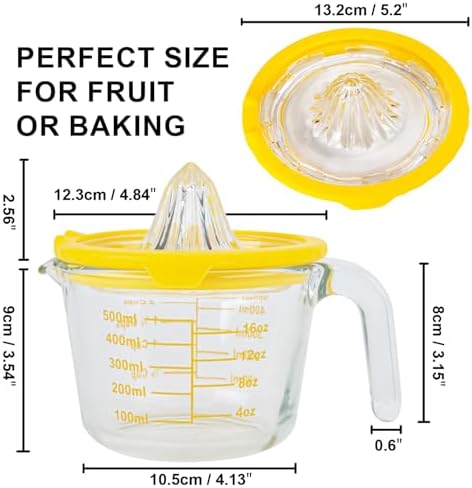 CARTMAN Glass Citrus Lemon Juicer Set, Yellow