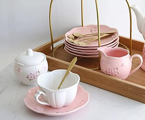 Ceramic Relief Sakura Creamer Pitcher Sugar Bowl Set,Coffee Serving