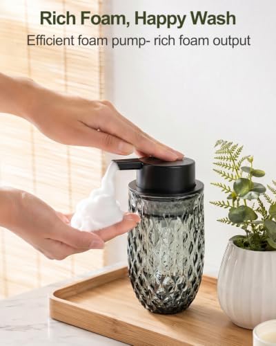 2 Pack Grey Glass Foaming Soap Dispensers
