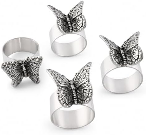 Arthur Court Butterfly Napkin Rings Set of 4 - Elegant Spring Table
