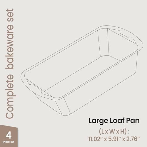 Nonstick Loaf Pan Set Pack of 4, Carbon Steel 11" Large Baking Bread