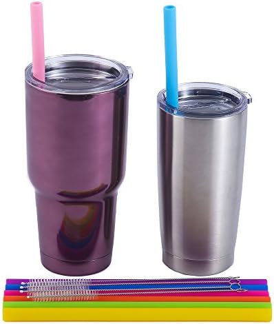 Mcool Silicone Straws 8Pcs Straight Smoothies straws for 30&20 oz