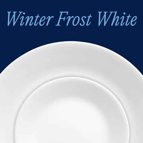 Corelle Vitrelle 38-Piece Service for 12 Dinnerware Set, Triple Layer Glass and Chip Resistant, Lightweight Round Plates and Bowls Set, Winter Frost White
