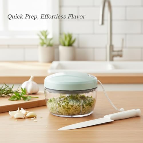 Manual Food Chopper, Pull String Vegetable Mincer for Garlic Herbs