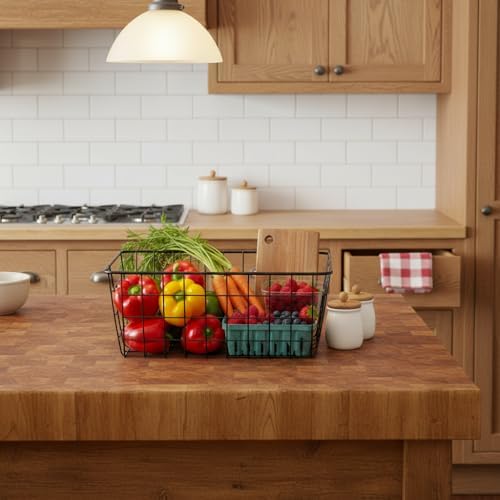 Kitchen Wire Baskets Farmhouse Decor Metal Food Storage Organizer