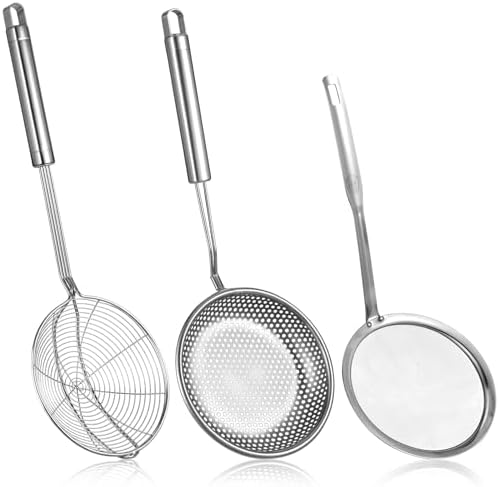Spider Strainer & Skimmer Spoon Set, 3-Piece Stainless Steel Ladle