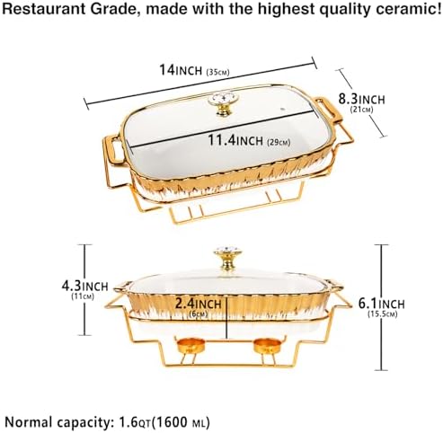 Ceramic 14-Inch 1.6-Quart Casserole Baking Pan with Glass Lid
