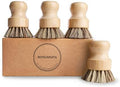 4-Pack Bamboo Dish Brush Set with Palm Fiber