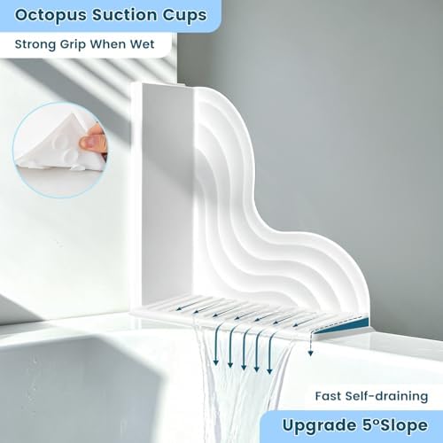 2 Pack Silicone Bathtub Splash Guard, 5° Slope Self-Draining Shower