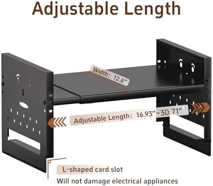 Adjustable Top Storage Shelf for Refrigerator or Washer (Black)