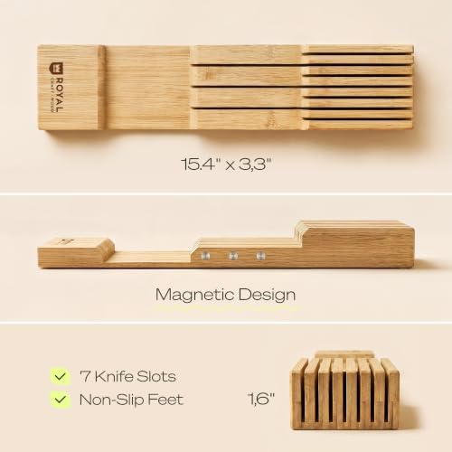 Bamboo In-Drawer Knife Block for 7 Knives