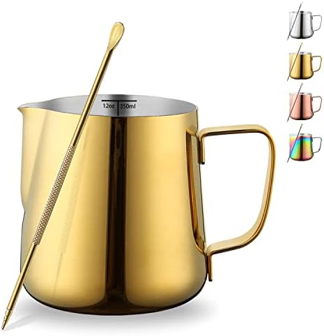 Milk Frothing Pitcher 12oz - 350ml, Kyraton Stainless Steel Espresso