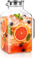 SoulTimes 1 Gallon Thickened Glass Pitcher with Lid and Wider Handle.