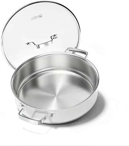 COOKER KING 5Qt Sauté Pan w/Lid, Stainless Steel Braiser, Chicken