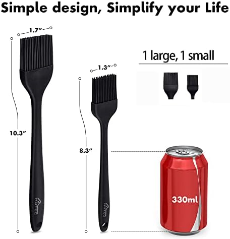 HOTEC 600°F Heat Resistant Silicone Basting &Pastry Brushes, Black 2