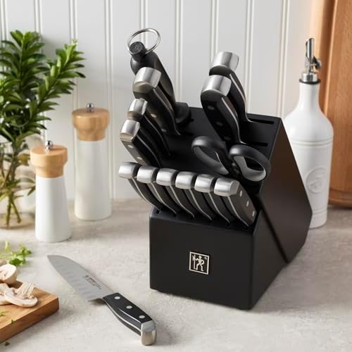 HENCKELS 15-Piece Knife Set with Block, Black