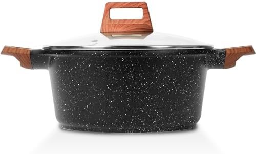 ESLITE LIFE Nonstick Stock Pot with Lid, 7 Quart Granite Casserole