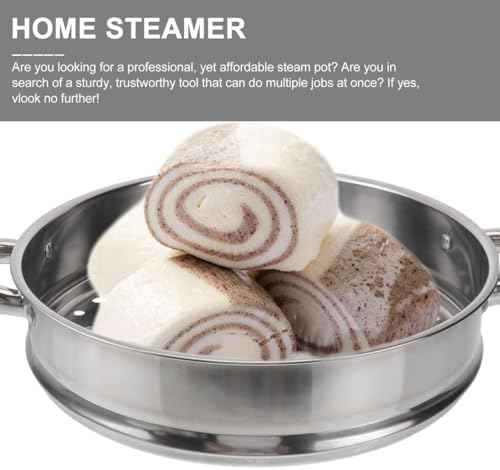Hemoton 14.7 Inch Stainless Steel Steamer Pot 5-Tier Multifunctional Stockpot for Cooking Dumplings Vegetables Soup Practical Home Steamer with Lid
