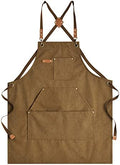 Aoomzoon Canvas Aprons for Men Women, Heavy Duty BBQ Apron with