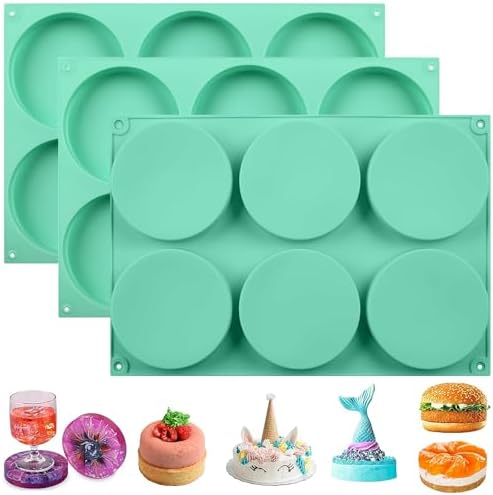 Zorazio 4Inch Round Silicone Mold for Baking, 3Pcs Large Silicone