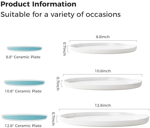 Dizada Round Serving Platters 3-Pack (12.8"/10.8"/8.8") - White