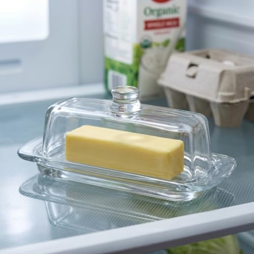 Royalty Art Glass Butter Dish with Lid, Covered Butter Keeper, Clear