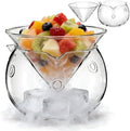 Glass Salad Bowl with Dry Ice Container Chilled Serving Bowl