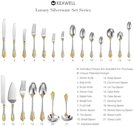 KEAWELL Luxury 20-Piece 18/10 Stainless Steel Flatware Set
