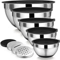 P&P CHEF Mixing Bowls with Lid Set, Nesting Bowl for Storing, Black